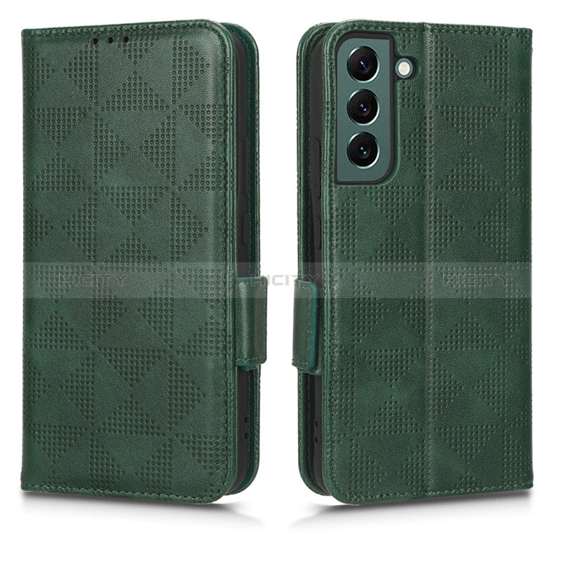 Coque Portefeuille Livre Cuir Etui Clapet C02X pour Samsung Galaxy S22 5G Vert Plus