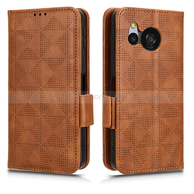 Coque Portefeuille Livre Cuir Etui Clapet C02X pour Sharp Aquos Sense8 Marron Plus