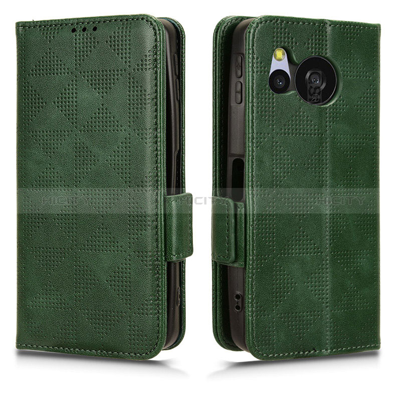 Coque Portefeuille Livre Cuir Etui Clapet C02X pour Sharp Aquos Sense8 Vert Plus