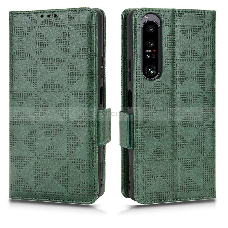 Coque Portefeuille Livre Cuir Etui Clapet C02X pour Sony Xperia 1 IV SO-51C Vert Plus