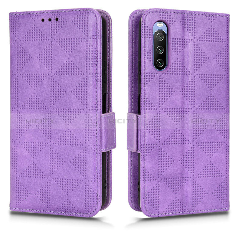 Coque Portefeuille Livre Cuir Etui Clapet C02X pour Sony Xperia 10 III Lite Violet Plus