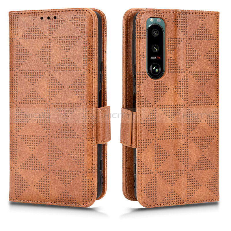 Coque Portefeuille Livre Cuir Etui Clapet C02X pour Sony Xperia 5 III Marron Plus