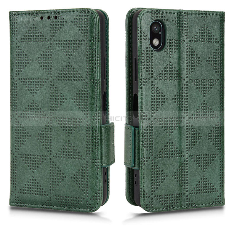 Coque Portefeuille Livre Cuir Etui Clapet C02X pour Sony Xperia Ace III SO-53C Vert Plus