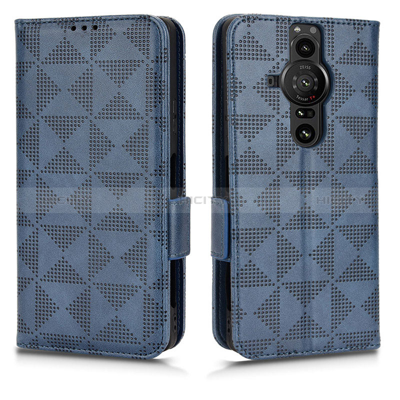 Coque Portefeuille Livre Cuir Etui Clapet C02X pour Sony Xperia PRO-I Bleu Plus