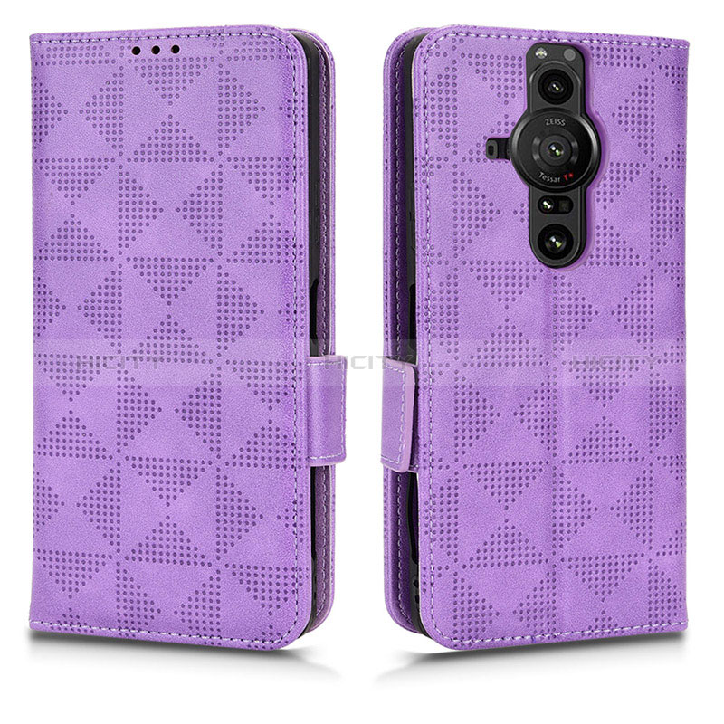 Coque Portefeuille Livre Cuir Etui Clapet C02X pour Sony Xperia PRO-I Violet Plus