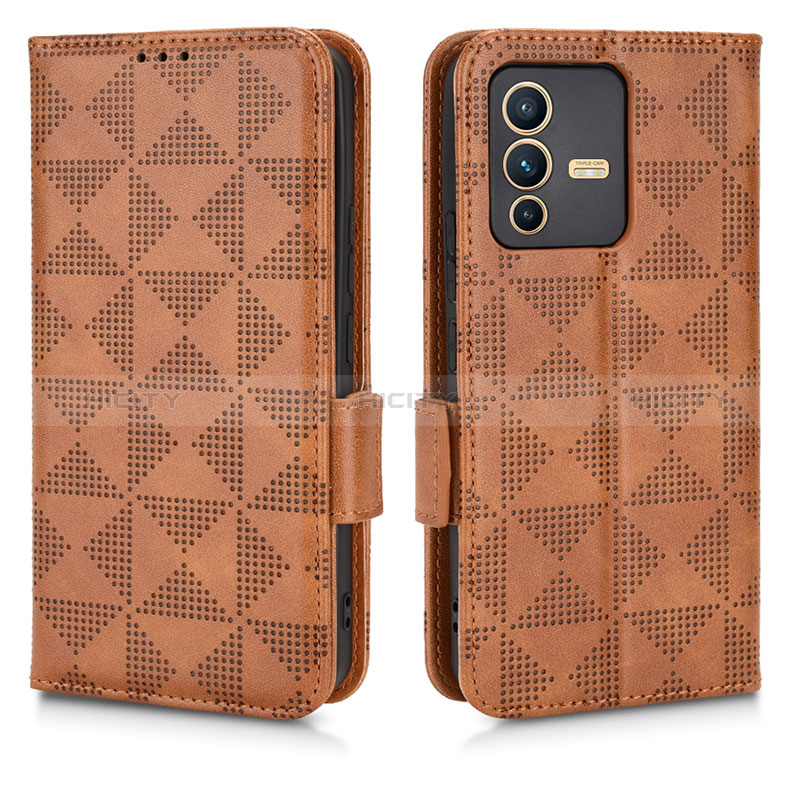 Coque Portefeuille Livre Cuir Etui Clapet C02X pour Vivo V23 Pro 5G Marron Plus