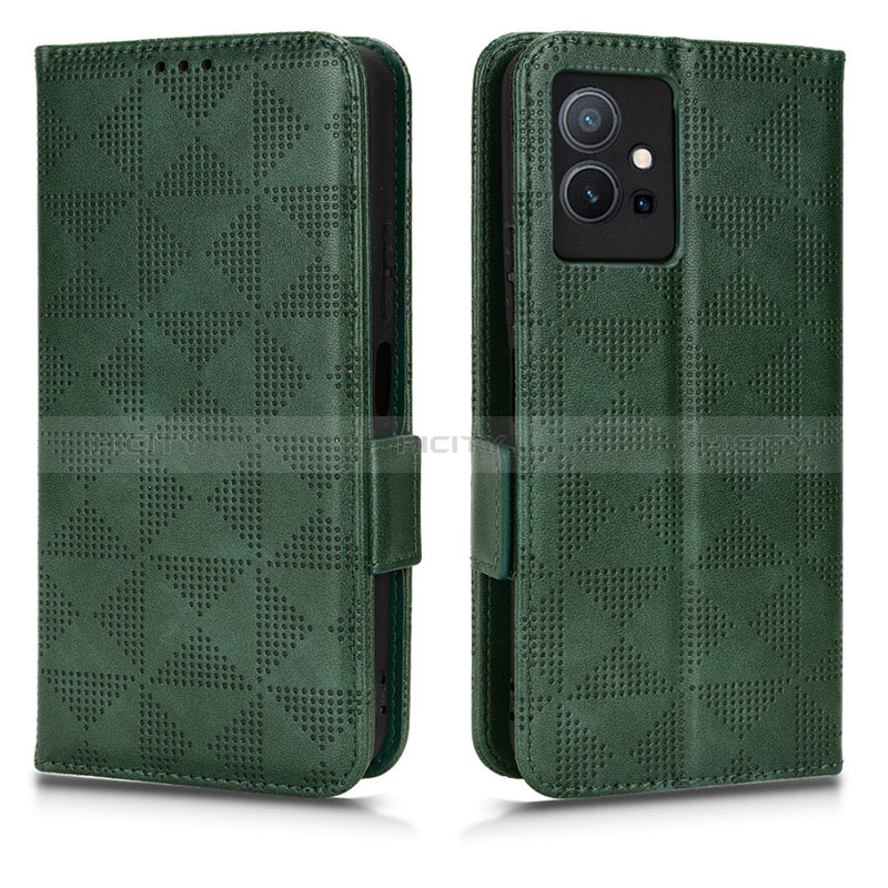 Coque Portefeuille Livre Cuir Etui Clapet C02X pour Vivo Y55s 5G Vert Plus