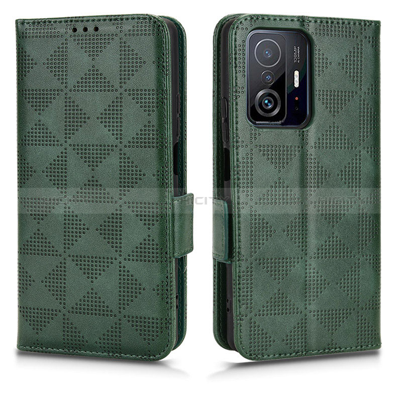 Coque Portefeuille Livre Cuir Etui Clapet C02X pour Xiaomi Mi 11T Pro 5G Vert Plus