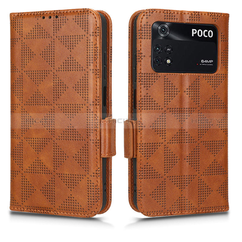 Coque Portefeuille Livre Cuir Etui Clapet C02X pour Xiaomi Poco M4 Pro 4G Marron Plus