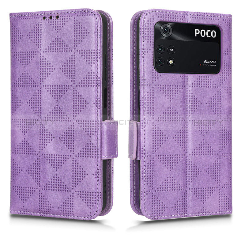 Coque Portefeuille Livre Cuir Etui Clapet C02X pour Xiaomi Poco M4 Pro 4G Violet Plus