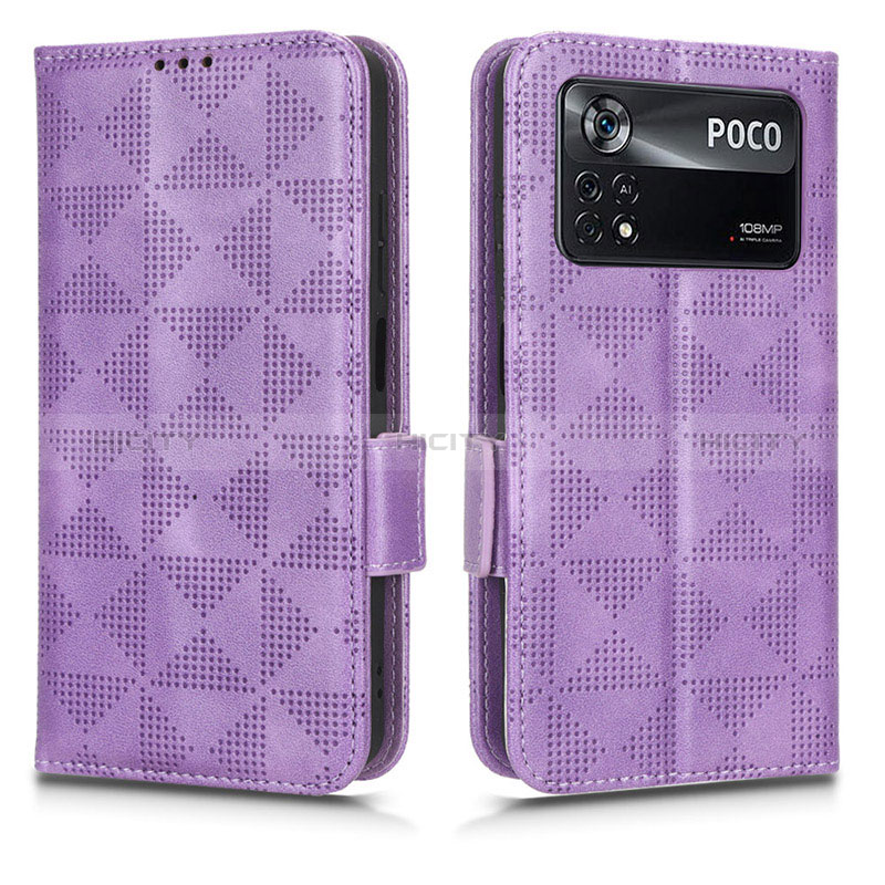 Coque Portefeuille Livre Cuir Etui Clapet C02X pour Xiaomi Poco X4 Pro 5G Violet Plus