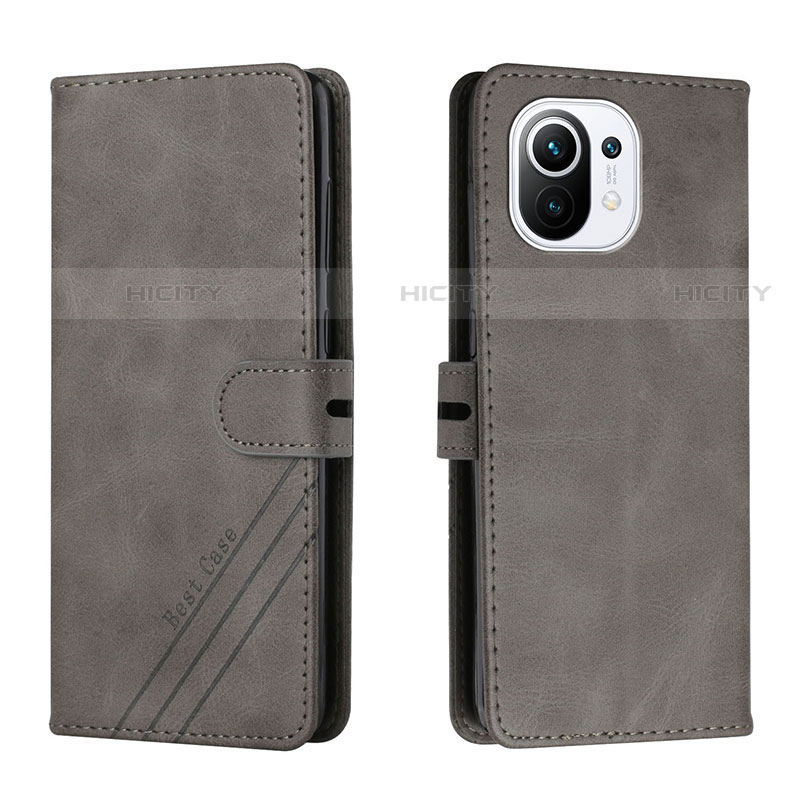 Coque Portefeuille Livre Cuir Etui Clapet C03 pour Xiaomi Mi 11 Lite 4G Gris Plus