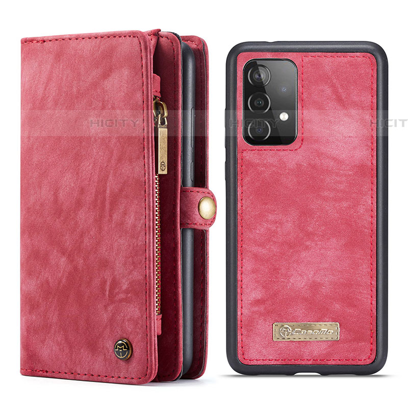 Coque Portefeuille Livre Cuir Etui Clapet C03S pour Samsung Galaxy A52 4G Rouge Plus