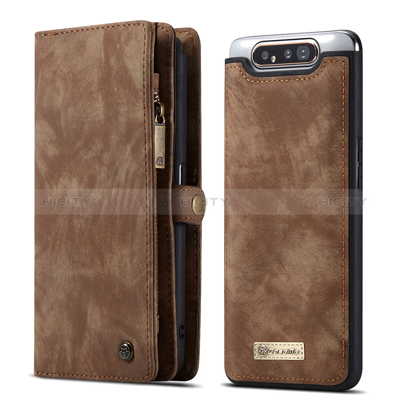 Coque Portefeuille Livre Cuir Etui Clapet C03S pour Samsung Galaxy A80 Marron Plus