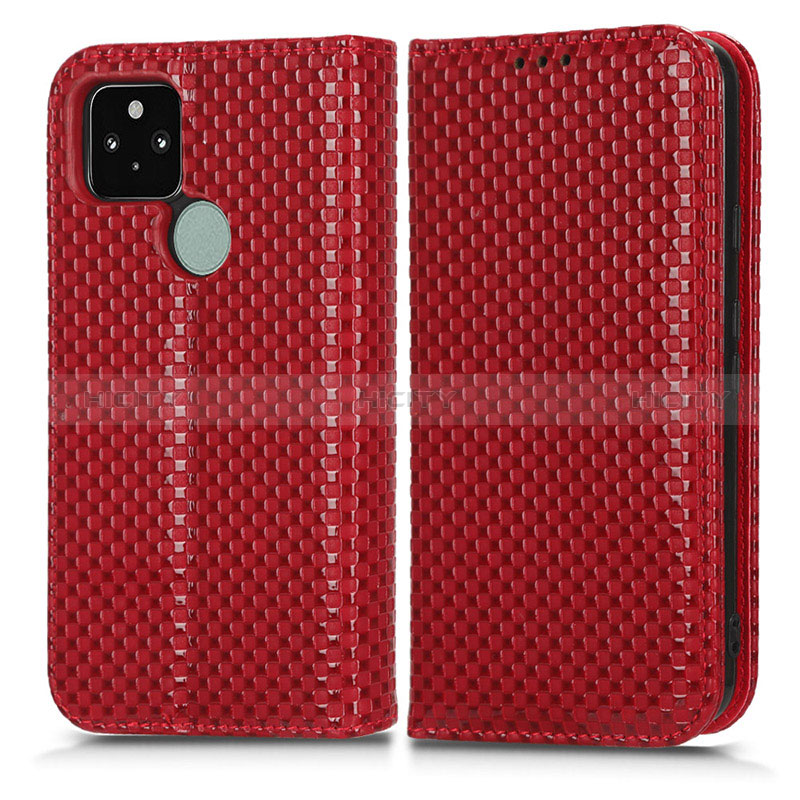 Coque Portefeuille Livre Cuir Etui Clapet C03X pour Google Pixel 5 Rouge Plus