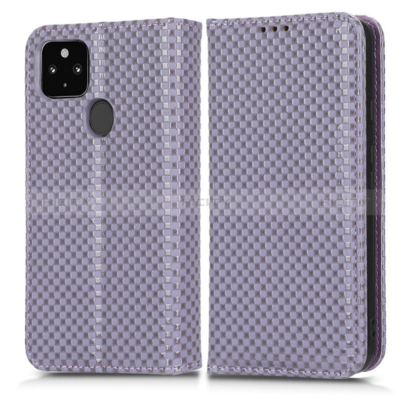 Coque Portefeuille Livre Cuir Etui Clapet C03X pour Google Pixel 5 XL 5G Violet Plus