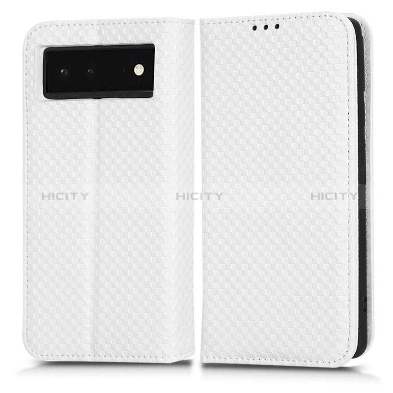 Coque Portefeuille Livre Cuir Etui Clapet C03X pour Google Pixel 6 5G Blanc Plus