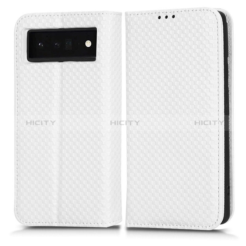 Coque Portefeuille Livre Cuir Etui Clapet C03X pour Google Pixel 6 Pro 5G Blanc Plus