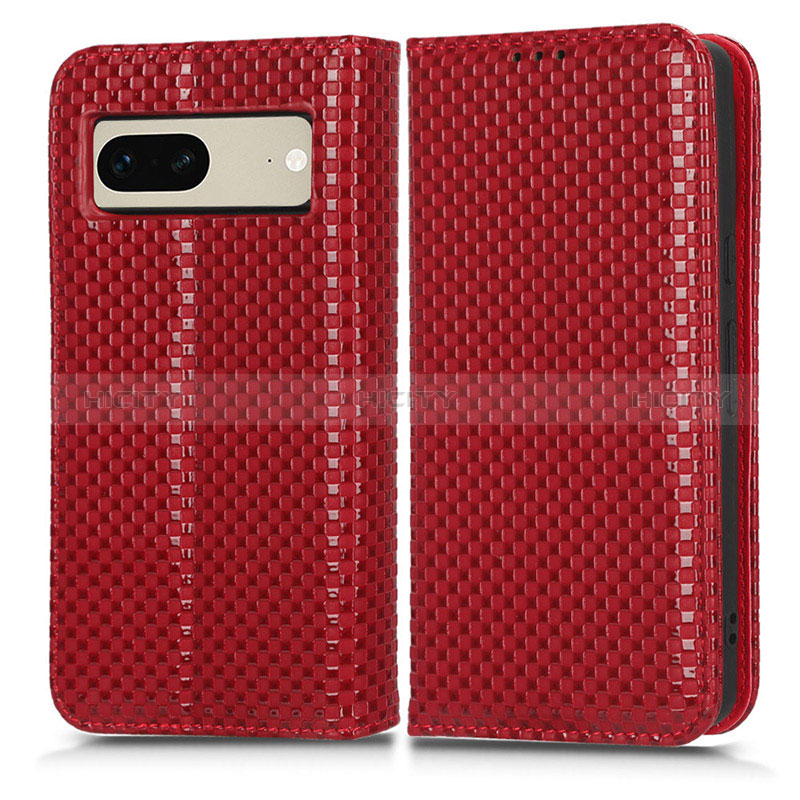 Coque Portefeuille Livre Cuir Etui Clapet C03X pour Google Pixel 7 5G Rouge Plus