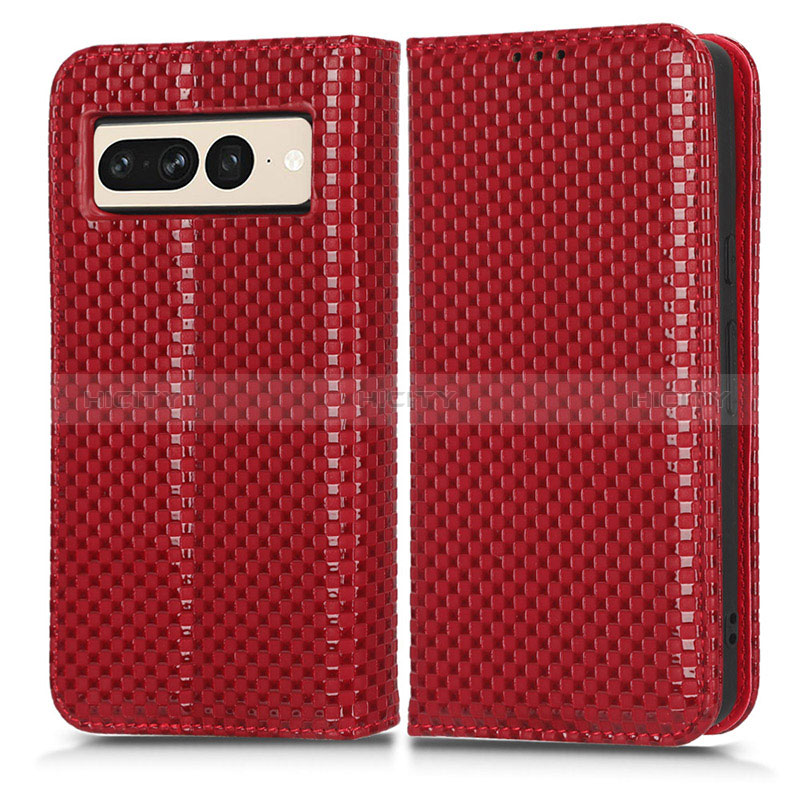 Coque Portefeuille Livre Cuir Etui Clapet C03X pour Google Pixel 7 Pro 5G Rouge Plus