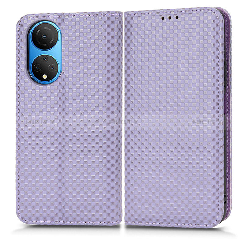 Coque Portefeuille Livre Cuir Etui Clapet C03X pour Huawei Honor X7 Violet Plus