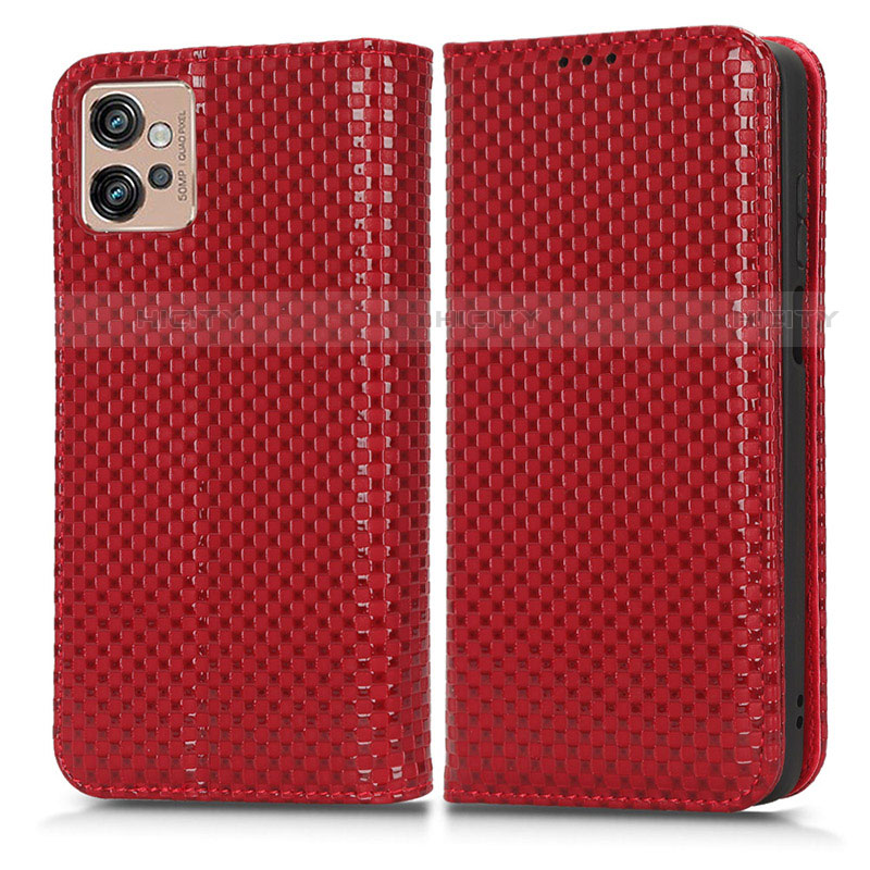 Coque Portefeuille Livre Cuir Etui Clapet C03X pour Motorola Moto G32 Rouge Plus