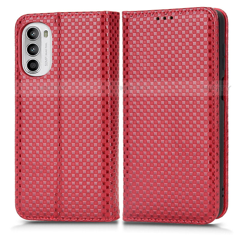 Coque Portefeuille Livre Cuir Etui Clapet C03X pour Motorola MOTO G52 Rouge Plus