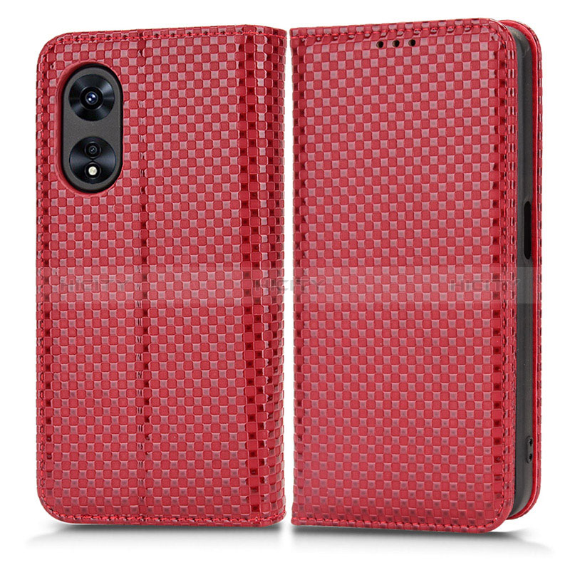 Coque Portefeuille Livre Cuir Etui Clapet C03X pour Oppo A18 Rouge Plus