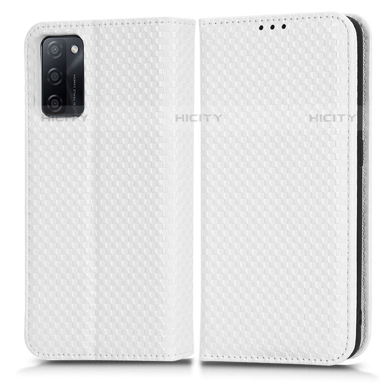 Coque Portefeuille Livre Cuir Etui Clapet C03X pour Oppo A55S 5G Blanc Plus