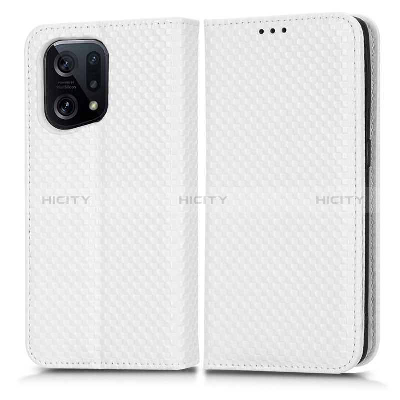 Coque Portefeuille Livre Cuir Etui Clapet C03X pour Oppo Find X5 5G Blanc Plus