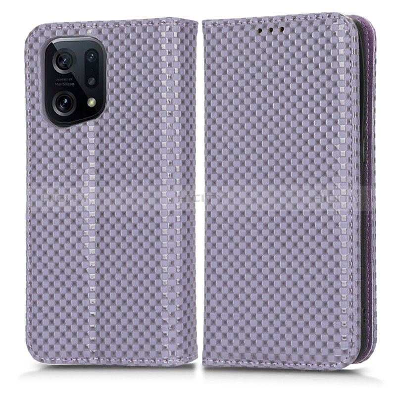 Coque Portefeuille Livre Cuir Etui Clapet C03X pour Oppo Find X5 5G Violet Plus