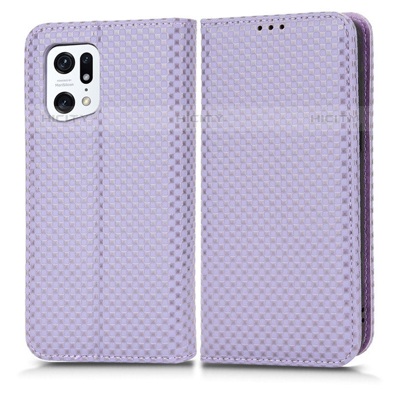 Coque Portefeuille Livre Cuir Etui Clapet C03X pour Oppo Find X5 Pro 5G Violet Plus