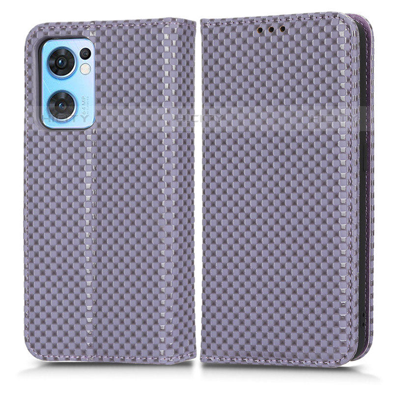 Coque Portefeuille Livre Cuir Etui Clapet C03X pour Oppo Reno7 5G Violet Plus