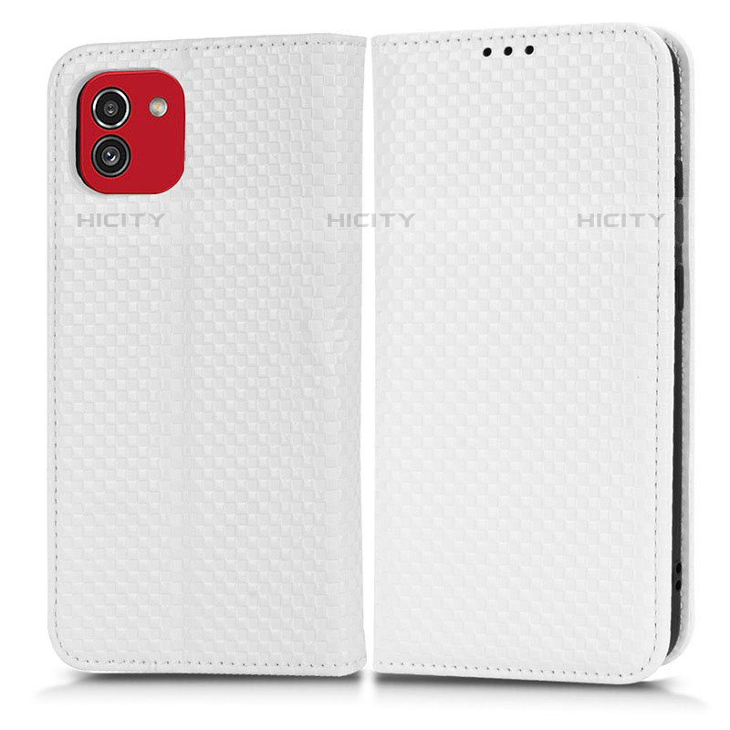 Coque Portefeuille Livre Cuir Etui Clapet C03X pour Samsung Galaxy A03 Blanc Plus