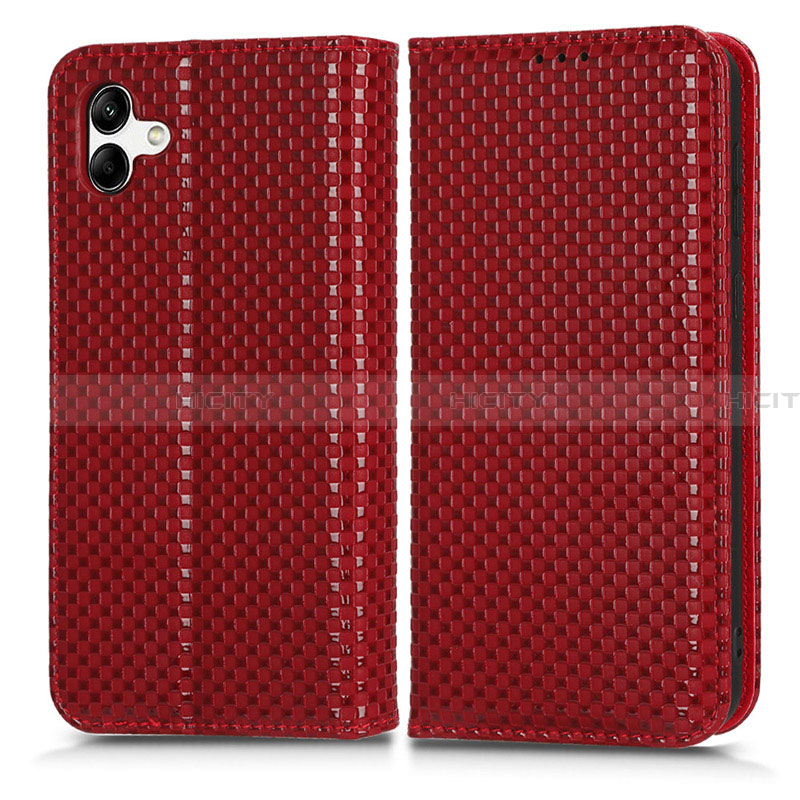 Coque Portefeuille Livre Cuir Etui Clapet C03X pour Samsung Galaxy A04 4G Rouge Plus