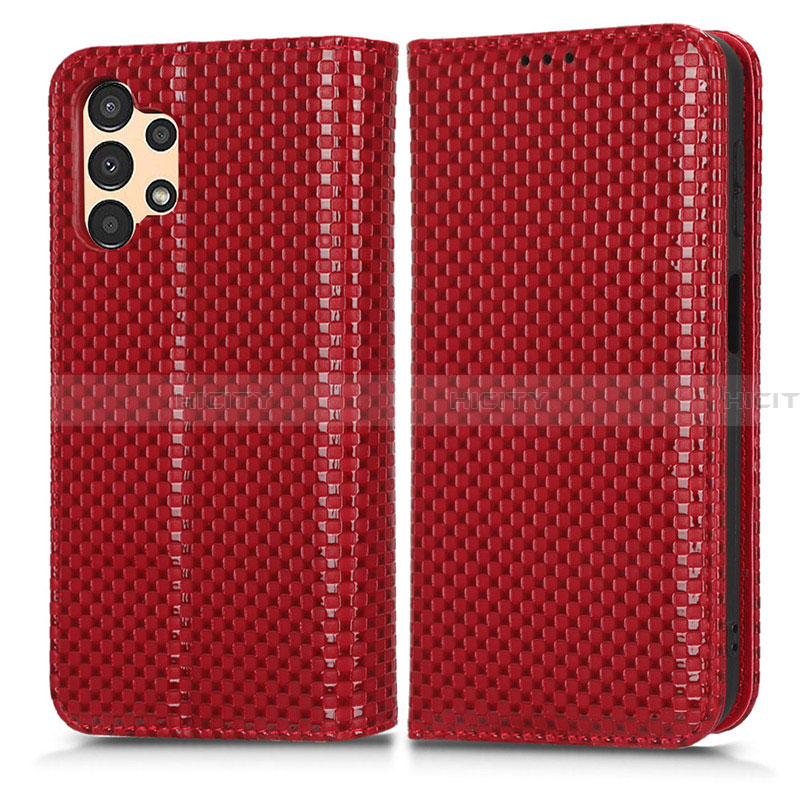 Coque Portefeuille Livre Cuir Etui Clapet C03X pour Samsung Galaxy A13 4G Rouge Plus