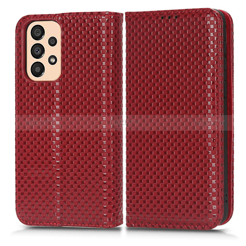 Coque Portefeuille Livre Cuir Etui Clapet C03X pour Samsung Galaxy A23 5G Rouge Plus