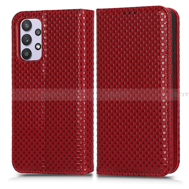 Coque Portefeuille Livre Cuir Etui Clapet C03X pour Samsung Galaxy A32 4G Rouge Plus