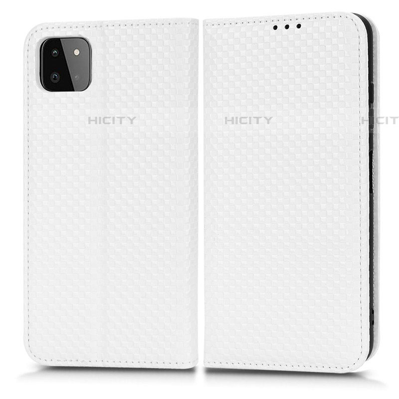 Coque Portefeuille Livre Cuir Etui Clapet C03X pour Samsung Galaxy F42 5G Blanc Plus