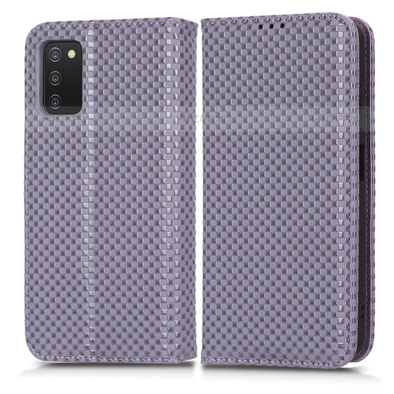 Coque Portefeuille Livre Cuir Etui Clapet C03X pour Samsung Galaxy M02s Violet Plus