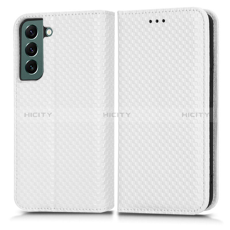 Coque Portefeuille Livre Cuir Etui Clapet C03X pour Samsung Galaxy S22 Plus 5G Blanc Plus