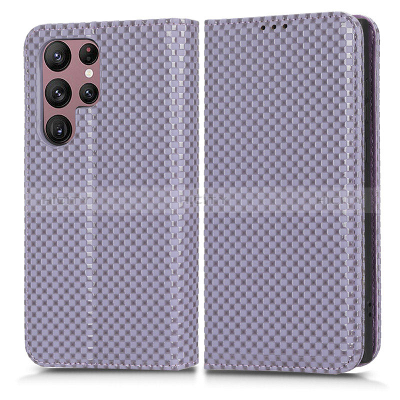 Coque Portefeuille Livre Cuir Etui Clapet C03X pour Samsung Galaxy S24 Ultra 5G Violet Plus