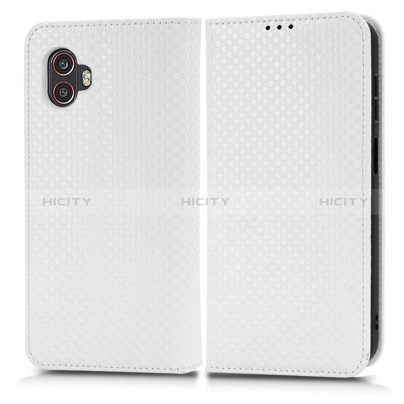 Coque Portefeuille Livre Cuir Etui Clapet C03X pour Samsung Galaxy XCover 6 Pro 5G Blanc Plus