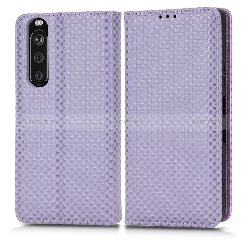 Coque Portefeuille Livre Cuir Etui Clapet C03X pour Sony Xperia 1 III Violet Plus