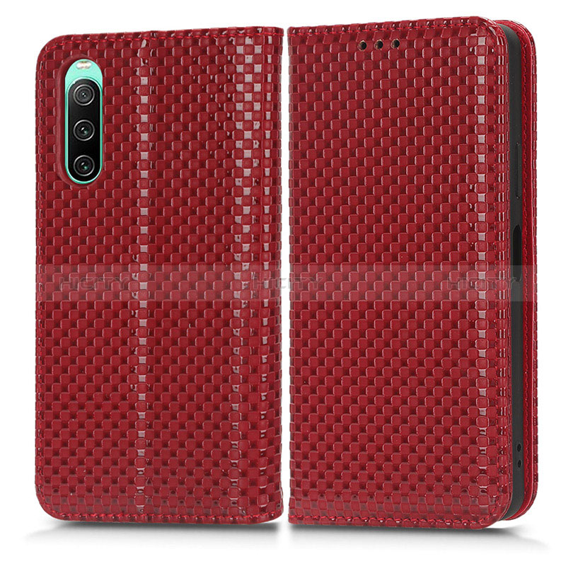 Coque Portefeuille Livre Cuir Etui Clapet C03X pour Sony Xperia 10 IV Rouge Plus