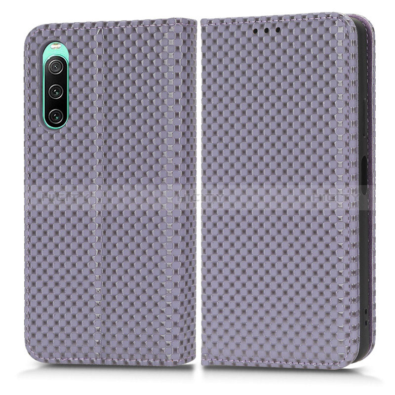 Coque Portefeuille Livre Cuir Etui Clapet C03X pour Sony Xperia 10 IV SO-52C Violet Plus