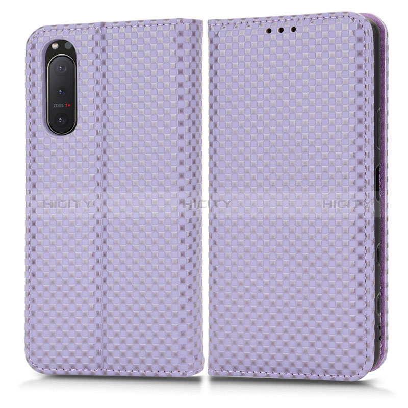 Coque Portefeuille Livre Cuir Etui Clapet C03X pour Sony Xperia 5 II Violet Plus