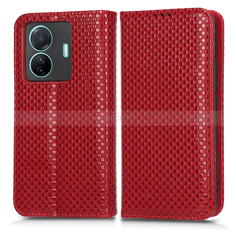 Coque Portefeuille Livre Cuir Etui Clapet C03X pour Vivo T1 5G Rouge Plus