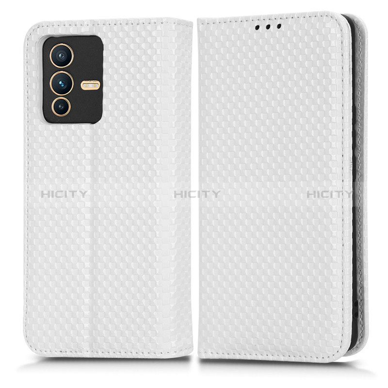 Coque Portefeuille Livre Cuir Etui Clapet C03X pour Vivo V23 5G Blanc Plus