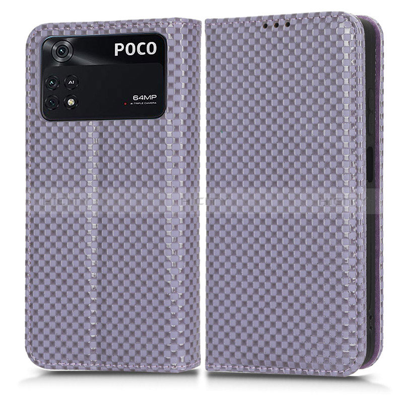 Coque Portefeuille Livre Cuir Etui Clapet C03X pour Xiaomi Poco M4 Pro 4G Violet Plus